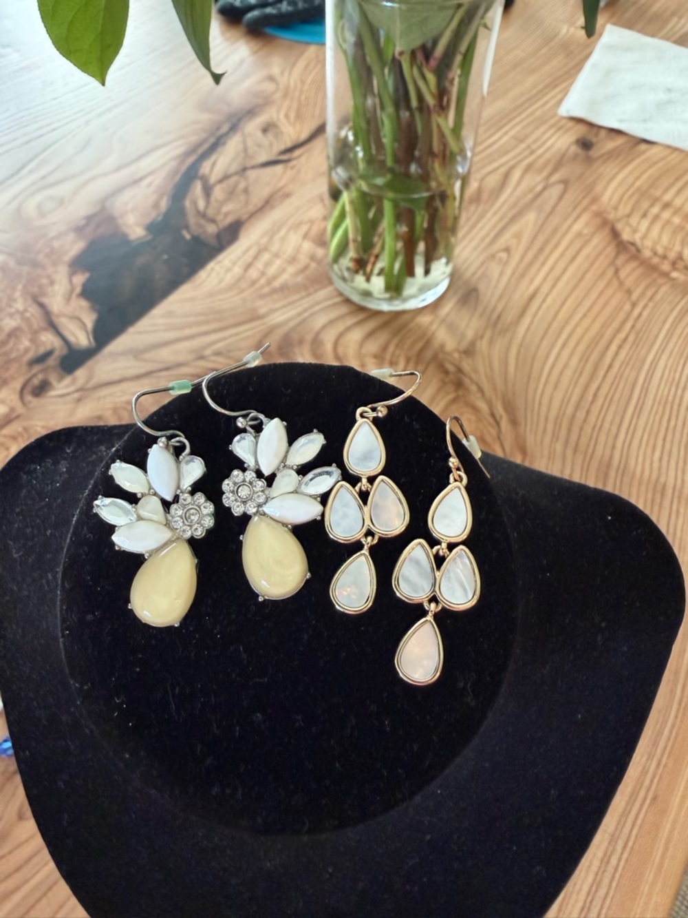 Elegant White and Cream Teardrop Dangle Earrings - Women Jewelry